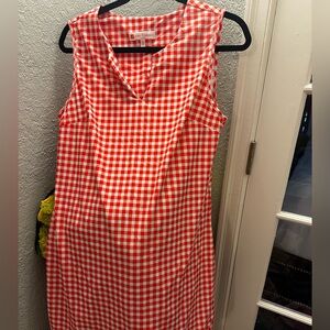Jude Connally Orange and White Gingham Midi Dress